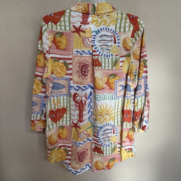 CALYPSO ST BARTH Small Linen Sardina Beach Italian Shirt Button Down  Cover Up - Picture 5 of 10